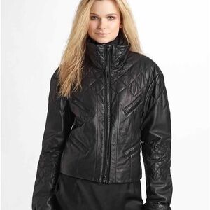 Donna Karan Quilted Leather Biker Jacket
